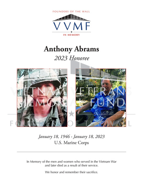 Vietnam Veterans Memorial Fund | 2023 In Memory Tributes